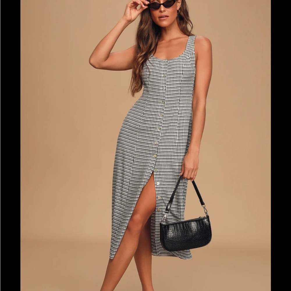 LuLu’s black and white gingham dress SZ M